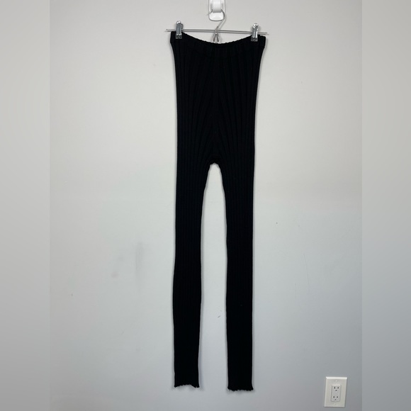 BASERANGE Black Adler Lounge Pants Ribbed Merino Wool Knit High Waisted Rise L - Picture 7 of 15